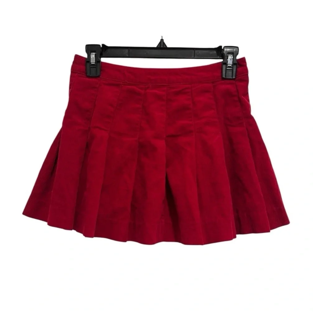 Polo Ralph Lauren Girls Red Corduroy Pleated Kilt Skirt Girls Size L 12 Preppy